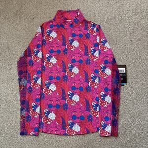 Ibkul Long Sleeve Nadia Golf Shirt Size XS Zip Pullover UPF 50+ NWT Colorful